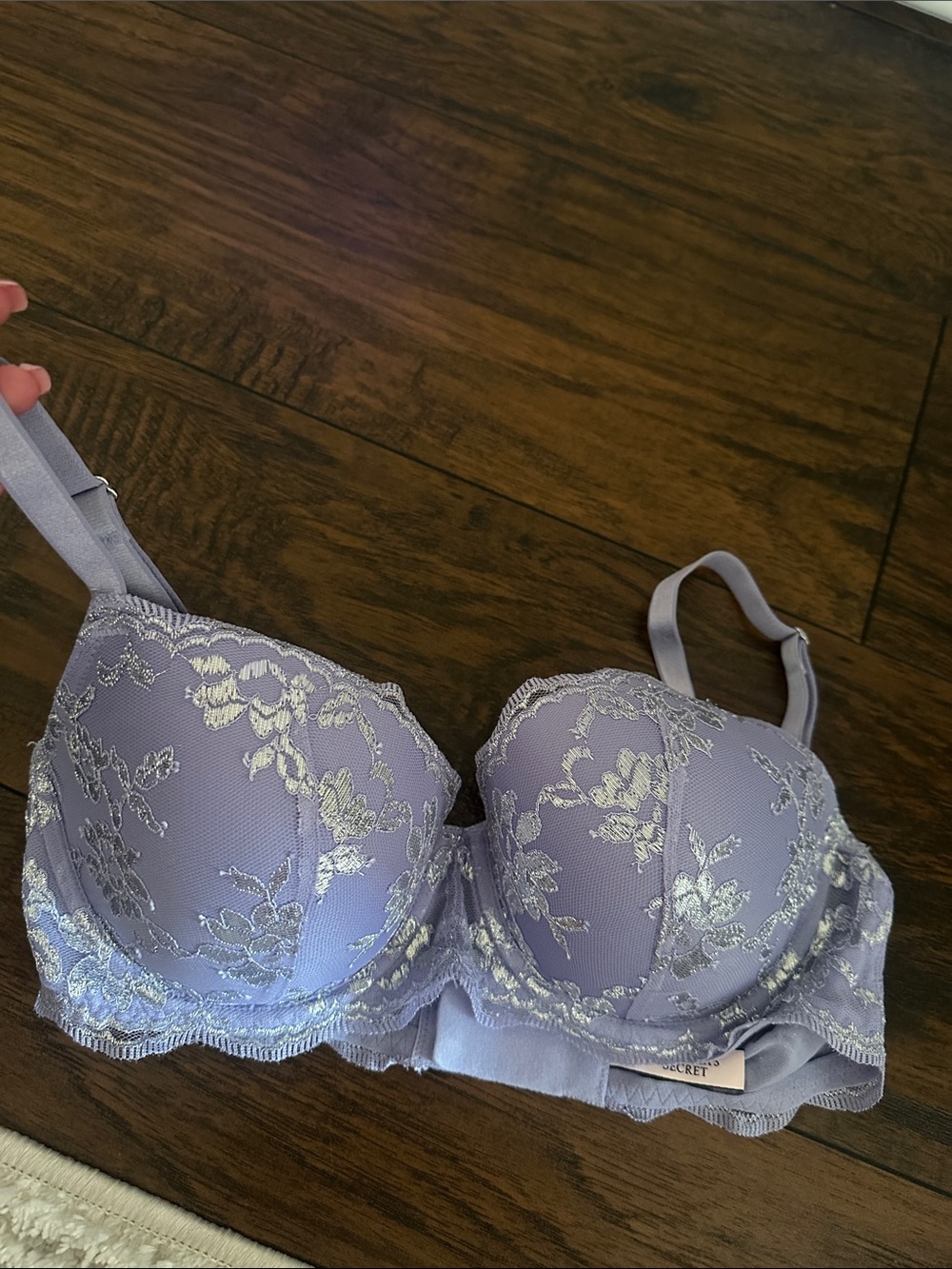 Victoria's Secret Dream Angels Lilac and Silver Lace Balconette Bra